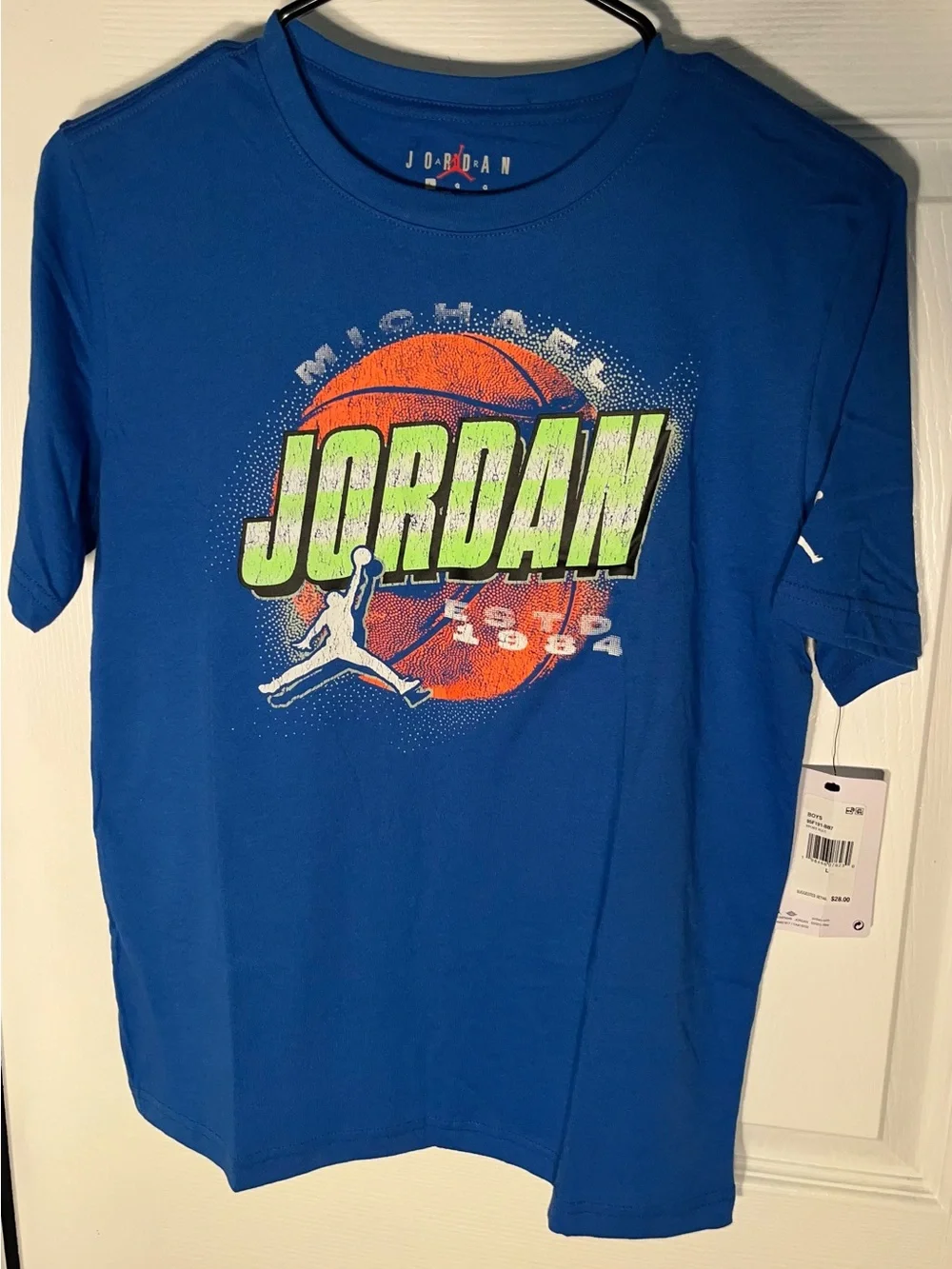 $28 Nike AIR JORDAN FLIGHT JUMPMAN T- Shirt BOYS Short Sleeve BLUE Large L 🏀